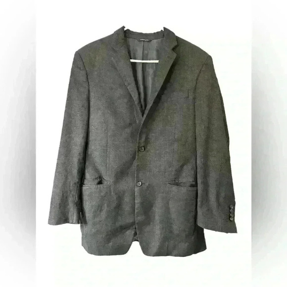 Lauren Ralph Lauren Blazer Mens 40L Gray Wool Tweed Sport Jacket Single Breast - Picture 1 of 9